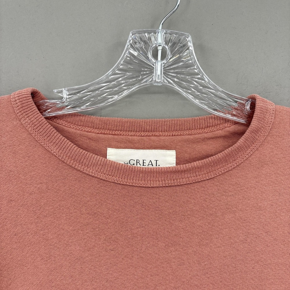 THE GREAT. Sweatshirt Small 1 Pink Terry Cropped Oversized Pullover Crewneck - Picture 2 of 12